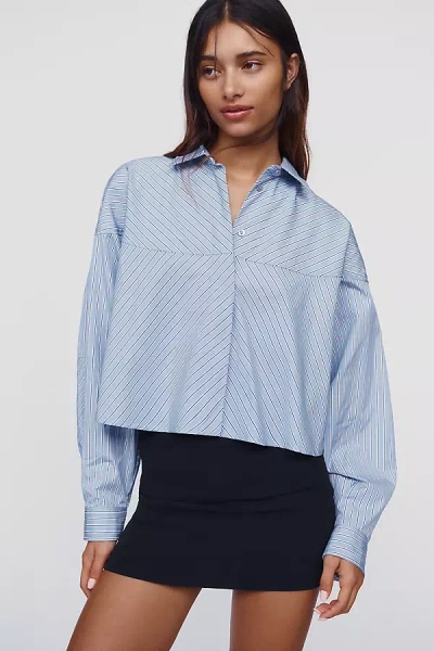 Agolde Agnes 100% Cotton Buttondown Shirt In Blue
