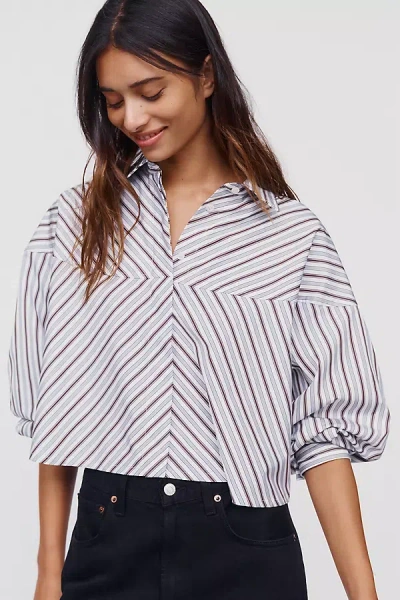 Agolde Agnes Striped Shirt In White
