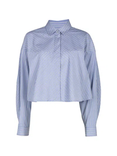 Agolde Agnes Striped Shirt In Blue