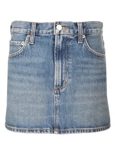Agolde Denim Mini Skirt In Blue