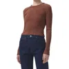 Agolde Alma Long Sleeve Top In Beeswax