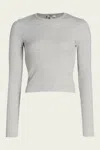 Agolde Maya Scoop Neck Rib Long-sleeve Tee Oatmeal