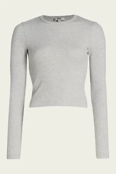 Agolde Alma Shrunken Crew Neck In Brushed Grey Heather In Gray