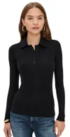 Agolde Amos Long Sleeve Polo Shirt In Black