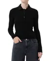 Agolde Amos Long Sleeve Polo Shirt In Black