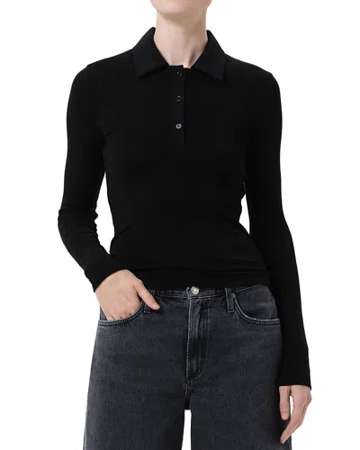 Agolde Amos Polo Collar Top In Black