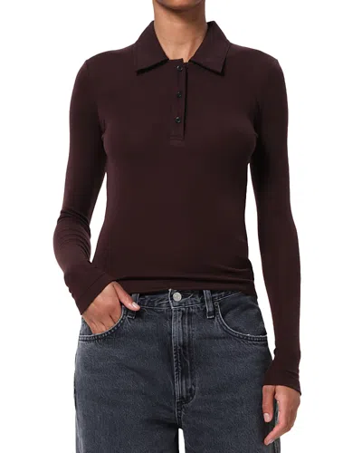 Agolde Amos Polo Collar Top In Brown