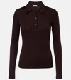 Agolde Long-sleeved Polo Shirt In Brown