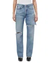 Agolde Amryn Double Layer High Rise Straight Leg Jeans In Release In Blue
