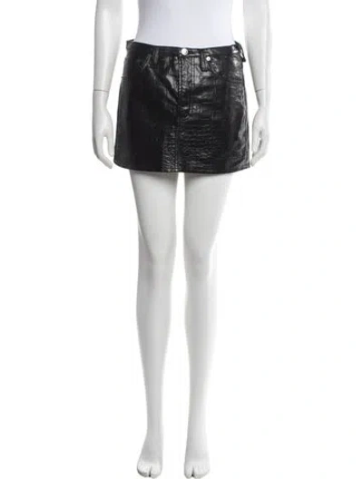 Pre-owned Agolde Animal Print Mini Skirt W/ Tags In Black