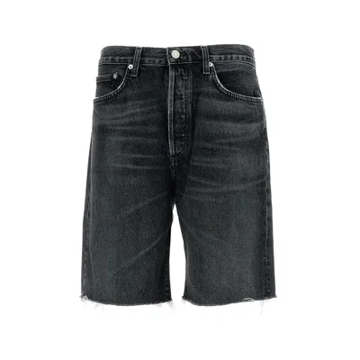 Agolde Anson Buttoned Shorts In Black