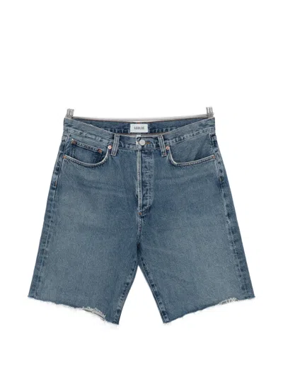 Agolde Anson Frayed Shorts In Blue