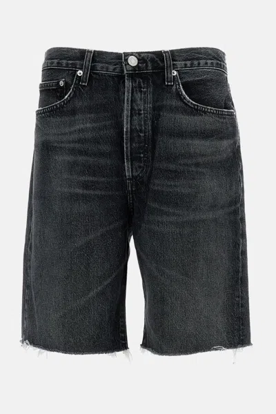 Agolde Anson Buttoned Shorts In Black