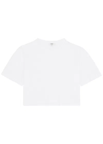 Agolde Anya Cropped Cotton T-shirt In White