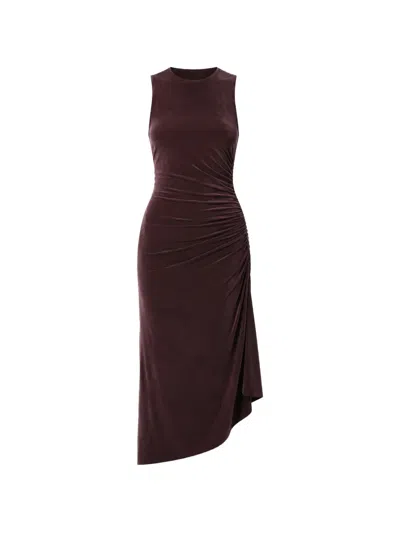 Agolde Anya Ruched Asymmetric Dress In Violett