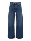 Agolde 'arc' Blue Jeans With Logo Patch On The Rear And Wide Leg In Denim Woman In Blue