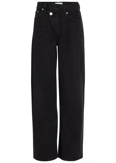 Agolde Arc Criss Cross Asymmetric Straight-leg Jeans In Black