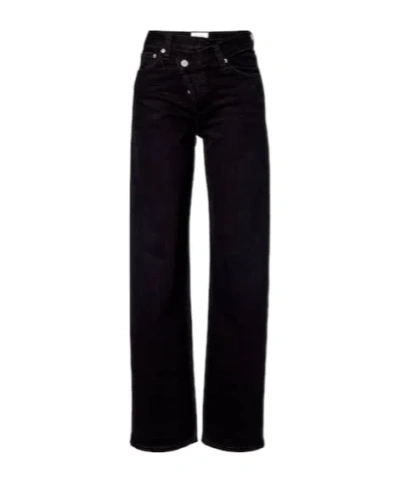 Agolde Arc Criss Cross Asymmetric Straight-leg Jeans In Black