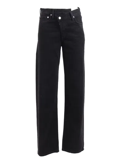 Agolde Arc Criss Cross Asymmetric Straight-leg Jeans In Black