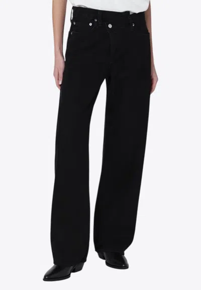Agolde Arc Criss Cross Asymmetric Straight-leg Jeans In Black
