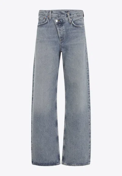 Agolde Conclusion Blue Regenerated Cotton Arc Criss Cross Jeans