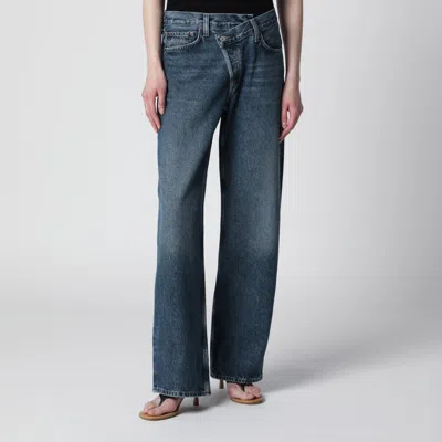 Agolde Arc Criss Cross Jeans In Dark Indigo Denim In Blue