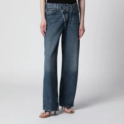 Agolde Arc Criss Cross Jeans In Dark Indigo Denim In Blue