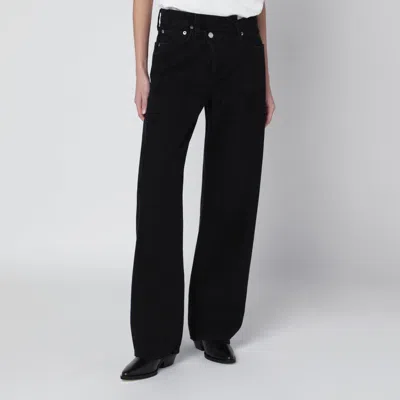 Agolde Arc Criss Cross Asymmetric Straight-leg Jeans In Black
