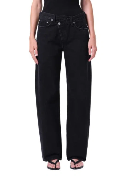 Agolde Arc Criss Cross Asymmetric Straight-leg Jeans In Black