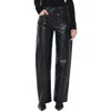 Agolde Arc Croc-embossed Faux Leather Pants In Black
