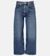 Agolde Arc Cropped Mid-rise Wide-leg Jeans In Blue