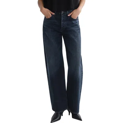 Agolde Arc High Waist Wide Leg Jeans In Central Dk Blue Blk