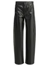 Agolde Leather Croc-embossed Arc Wide-leg Jeans In Black