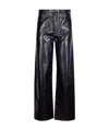 Agolde Leather Croc-embossed Arc Wide-leg Jeans In Black