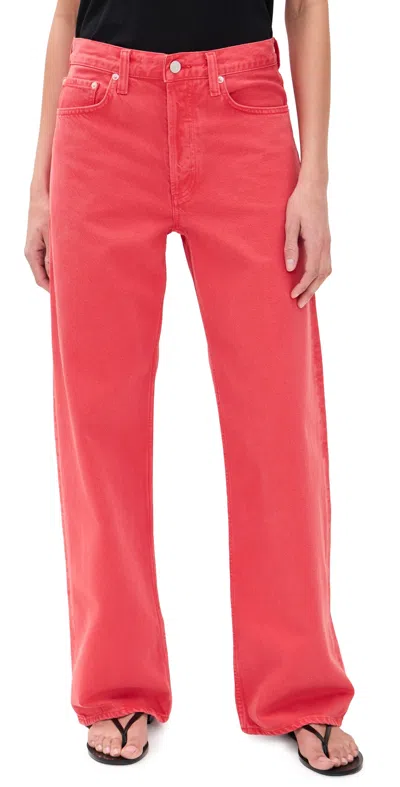Agolde Agold Arc Mid Rise Loose Wide Jeans In Carnival In Red