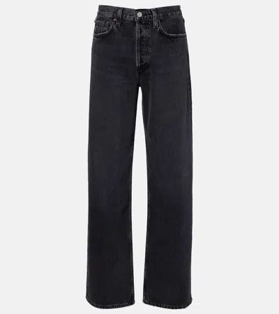 Agolde Arc Low-rise Wide-leg Jeans In Gray