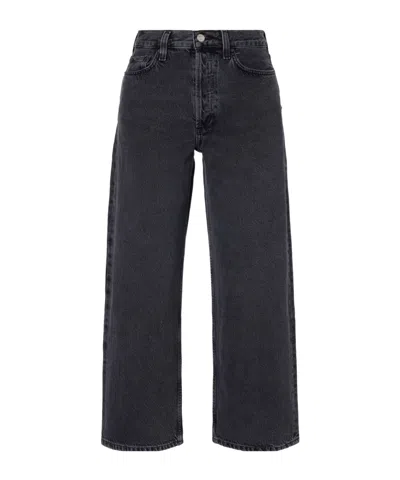 Agolde Arc Mid-rise Wide-leg Denim Trousers In Black