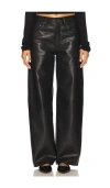 Agolde Leather Croc-embossed Arc Wide-leg Jeans In Black