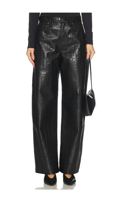 Agolde Arc Croc-effect Barrel-leg Pants In Black