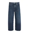 Agolde Ren Raw Hem High Waist Ankle Wide Leg Jeans In Chord In Blue