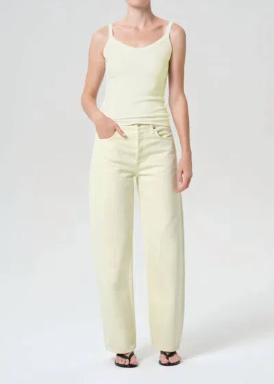 Agolde Arc Relaxed Wide Leg Jeans In Lemon Zest In Yellow