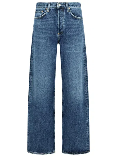 Agolde Harper Crop Mid-rise Wide-leg Denim Trousers In Blue
