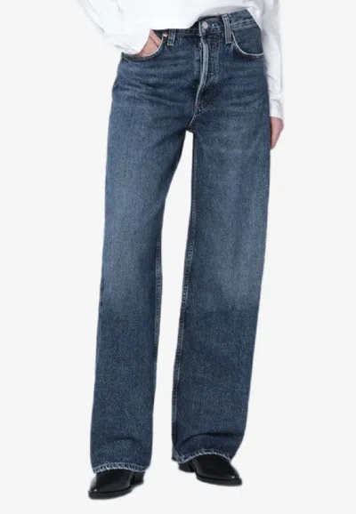 Agolde Arc Washed Straight-leg Jeans In Blue
