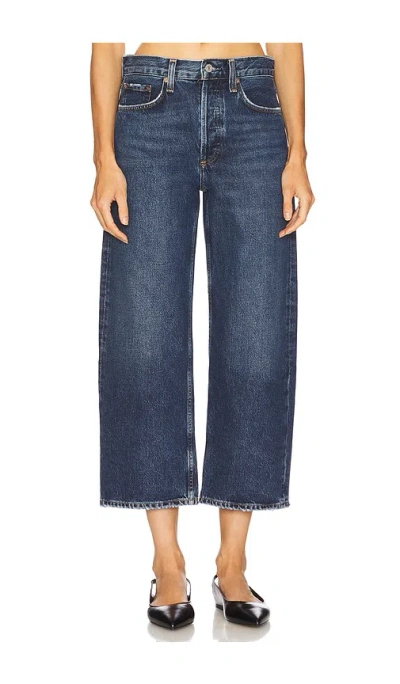 Agolde Blue Arc Jeans With Logo Patch On The Back And Wide Leg In Denim For Women