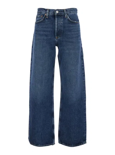 Agolde Arc Wide-leg Jeans With Back Logo Patch In Blue
