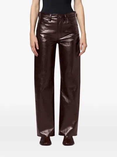 Agolde Arched-silhouette Wide-leg Trousers In Brown