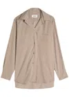 Agolde Aris Asymmetric Striped Woven Shirt In Brown