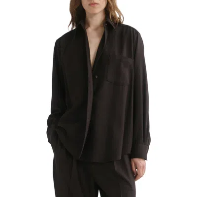 Agolde Aris Felted Wool Blend Shirt In Black
