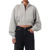 Agolde Asta Oversize Crop Zip Sweatshirt In Drab (dusty Khaki)