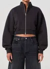 Agolde Darby Funnel Neck Zip Front Sweatshirt